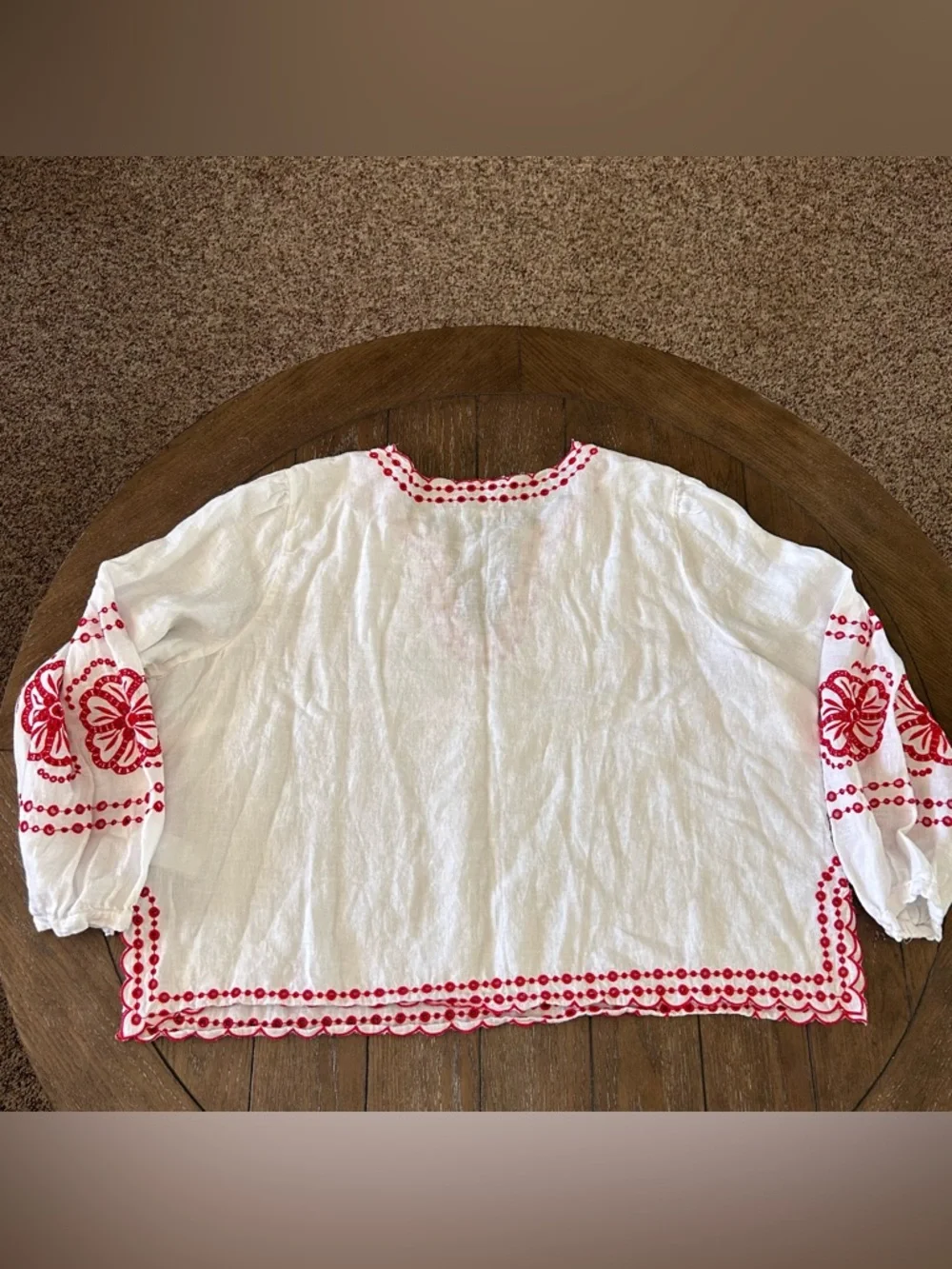 J. Crew White Bungalow Embroidered Linen Blouse 3X